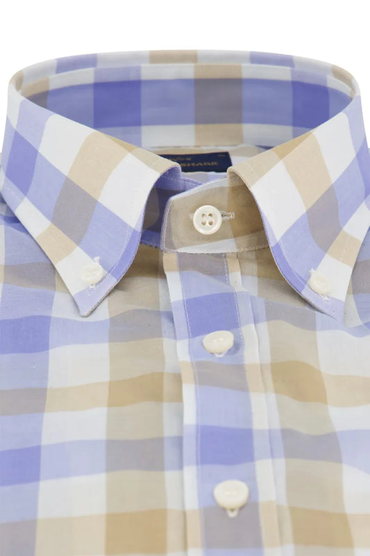 Paul & Shark  short sleeve cotton Shirt - beige blue checked