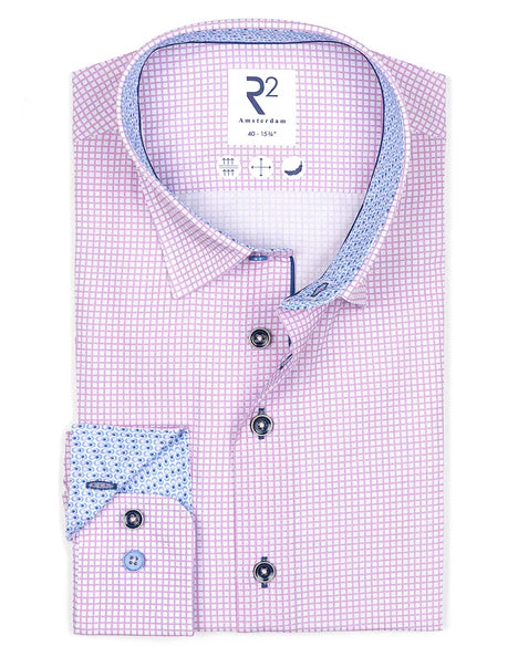 R2 Amsterdam Poplin Checkered cotton shirt - Light Pink