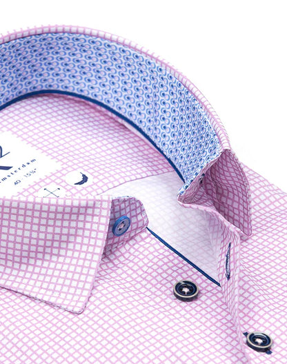 R2 Amsterdam Poplin Checkered cotton shirt - Light Pink