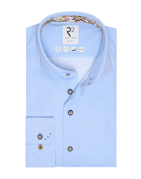 R2 Amsterdam Piqué Knitted Shirt- Light Blue