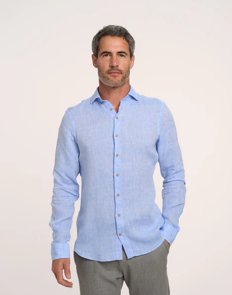 R2 Amsterdam Linen shirt- Light Blue