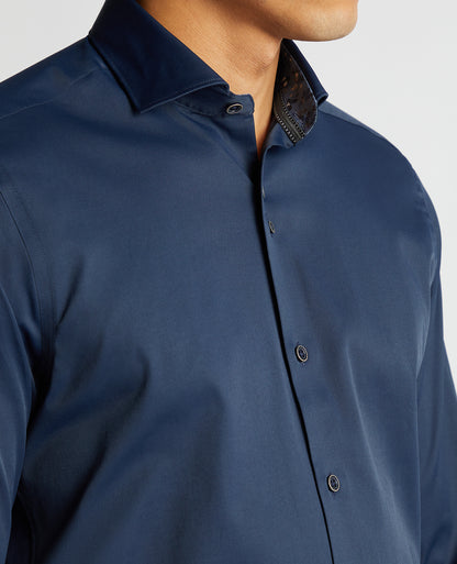 Remus Uomo Navy Seville Long Sleeve Semi-Formal Shirt - Navy