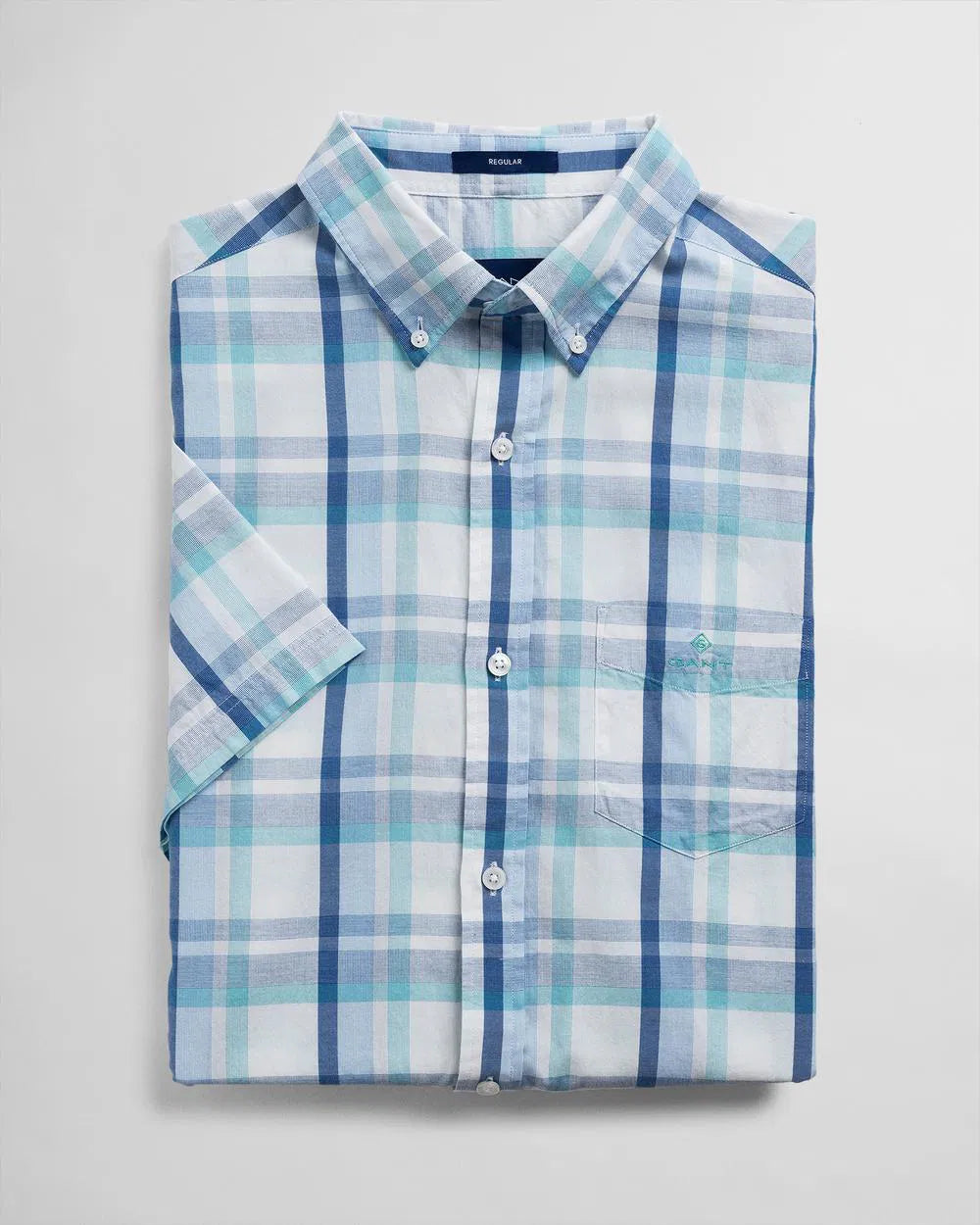 Gant Oxford Plaid Short Sleeve Shirt - Eggshell