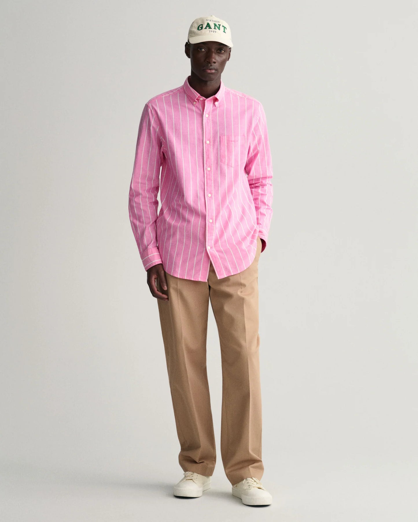 Gant Regular Fit Striped Oxford Shirt - Pink