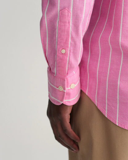 Gant Regular Fit Striped Oxford Shirt - Pink