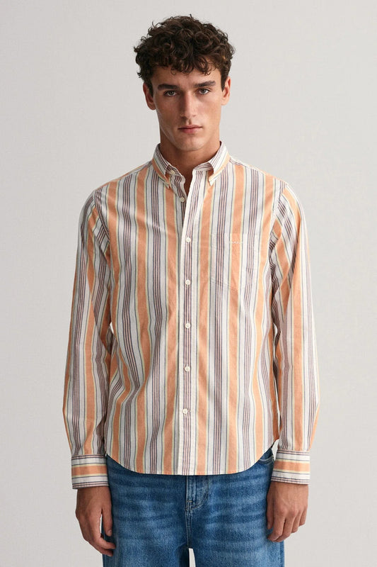 Regular Fit Colourful Stripe Shirt - Apricot Orange