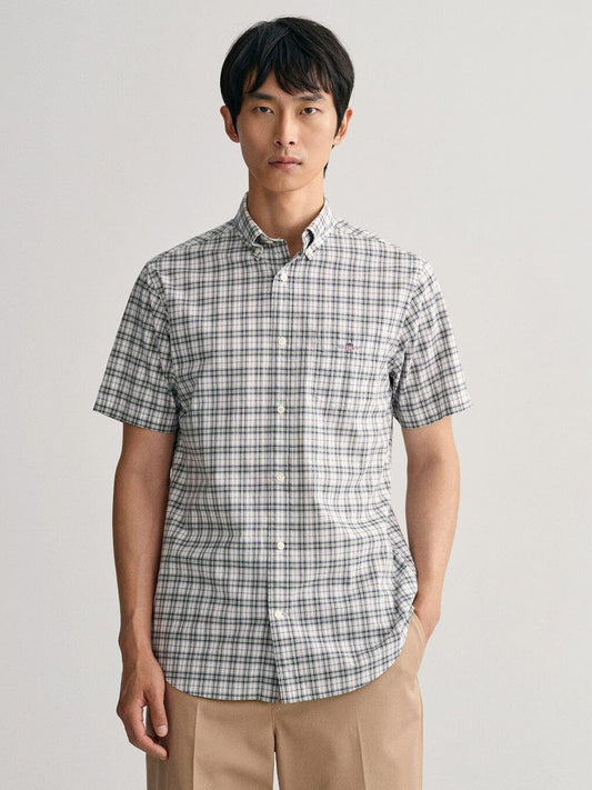 Gant Regular Fit Poplin Micro Check Shirt - Green