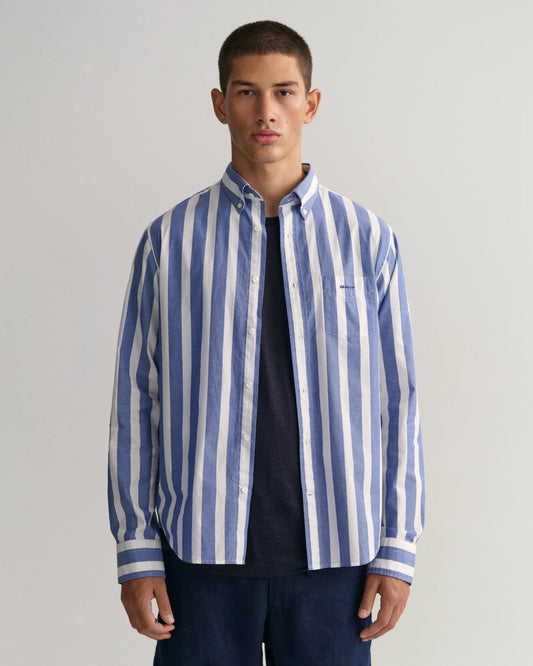 GANT Striped Regular Fit Shirt - Collage Blue