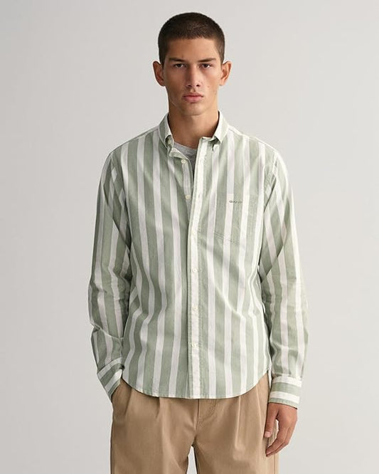 GANT Striped Regular Fit Shirt - Olive