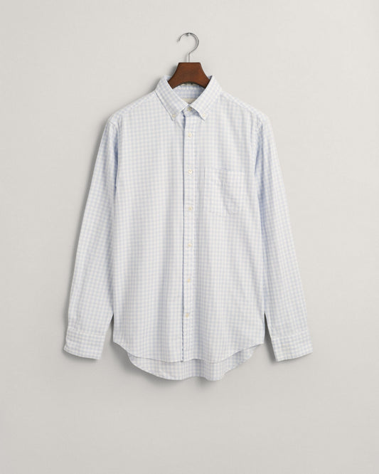 GANT Regular Fit Jaspe Yarn Gingham Shirt - Muted Blue