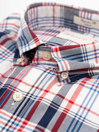 Gant Regular Fit Poplin Check Shirt - Eggshell