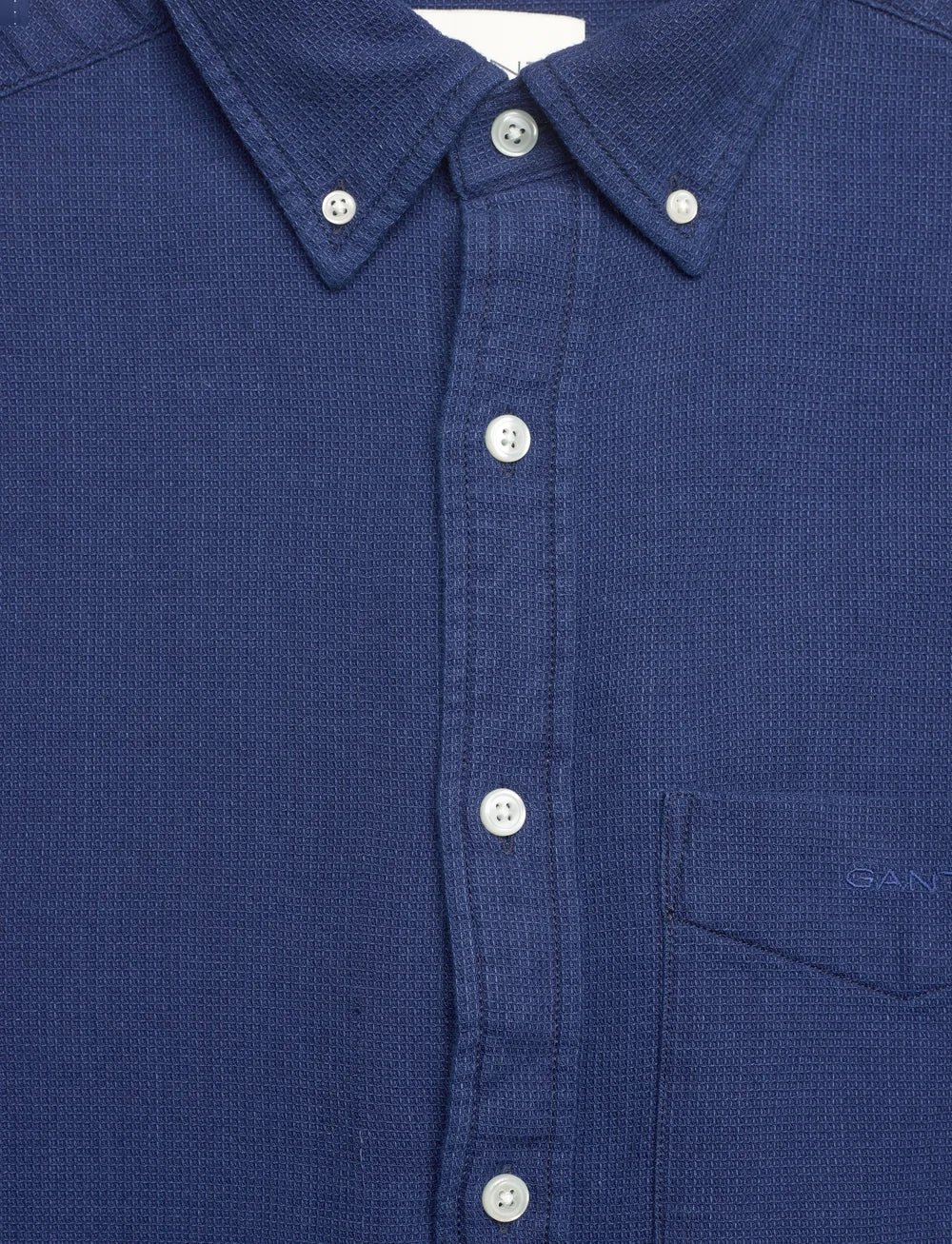 Gant Regular Indigo Waffle Shirt - Dark Indigo