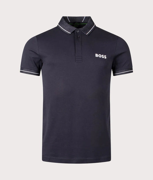 Hugo Boss Interlock-cotton Slim-fit Polo Shirt With Mesh Logo - Dark Blue