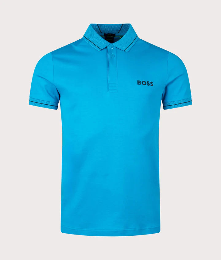 Hugo Boss Interlock-cotton Slim-fit Polo Shirt With Mesh Logo - Turquoise