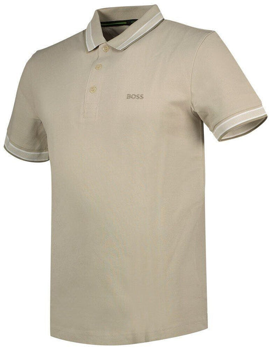 Hugo Boss Cotton-piqué Paddy Polo Shirt With Contrast Logo - Beige