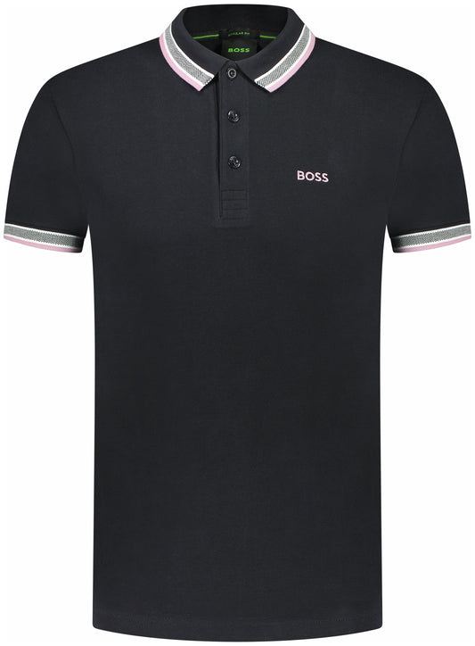 Hugo Boss Cotton-piqué Paddy Polo Shirt With Contrast Logo - Dark Blue