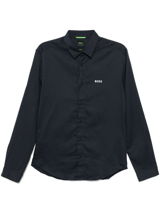 Hugo Boss plain long sleeve shirt - Dark Blue