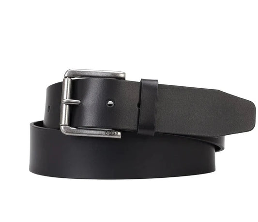 Hugo Boss Leather Belt With Branded Pin Buckle - Black