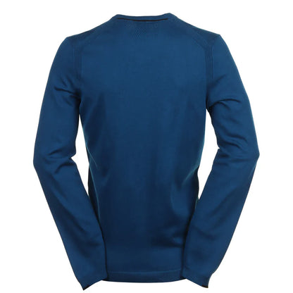 Hugo Boss Cotton-blend regular-fit sweater with logo print - Open Blue