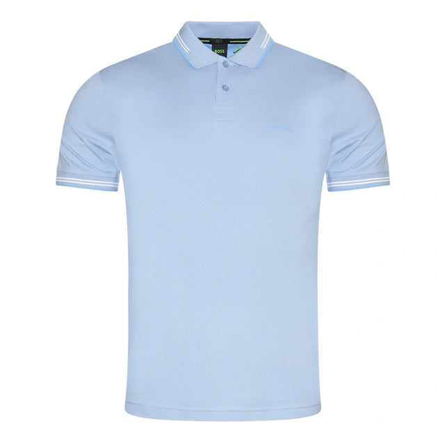 Hugo Boss Stretch-cotton Slim-fit Polo Shirt With Branding - Open Blue