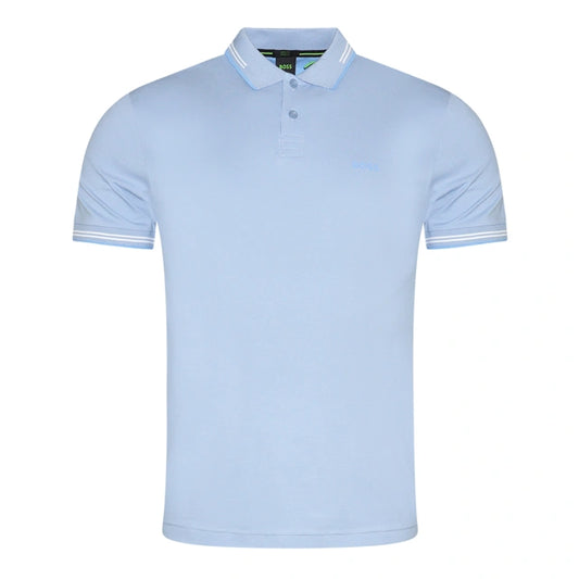 Hugo Boss Stretch-cotton Slim-fit Polo Shirt With Branding - Open Blue