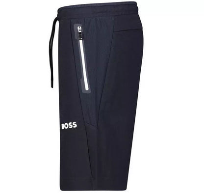 Hugo Boss Cotton-blend Shorts With 3d-moulded Logo - Dark Blue