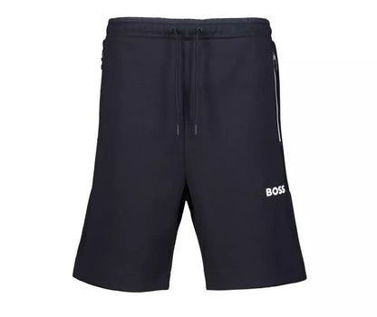Hugo Boss Cotton-blend Shorts With 3d-moulded Logo - Dark Blue