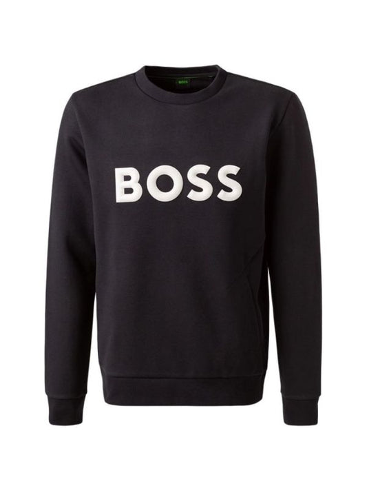 Hugo Boss Cotton-blend Sweatshirt With 3d-moulded Logo - Dark Blue