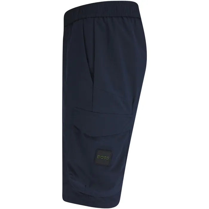 Hugo Boss Tapered-fit Shorts In Easy-iron Quick-dry Poplin - Dark Blue