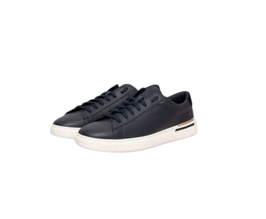 Hugo Boss Clint Cupsole Trainers With Signature Stripe - Dark Blue