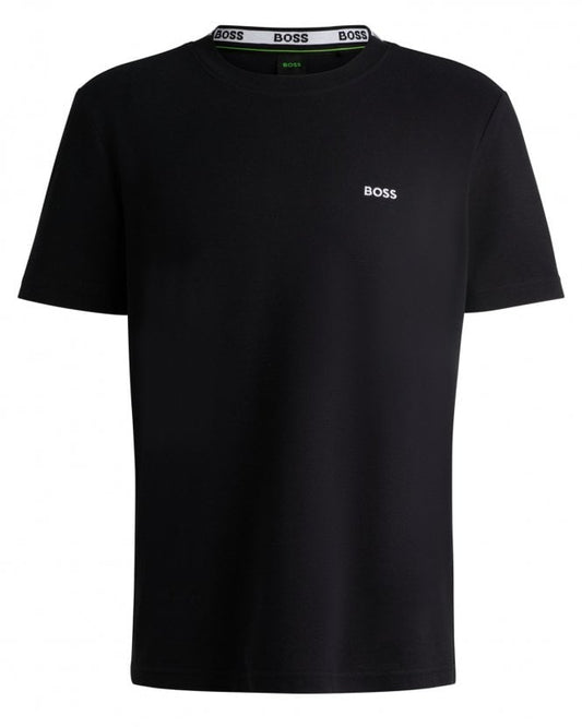 Hugo Boss Taddy Mens Cotton Piqué T-shirt With Oxford-jacquard Back Collar - Dark Blue