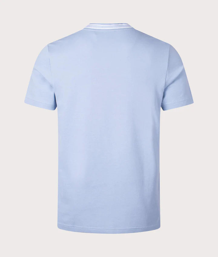 Hugo Boss Cotton-piqué T-shirt With Oxford-jacquard Back Collar - Open Blue