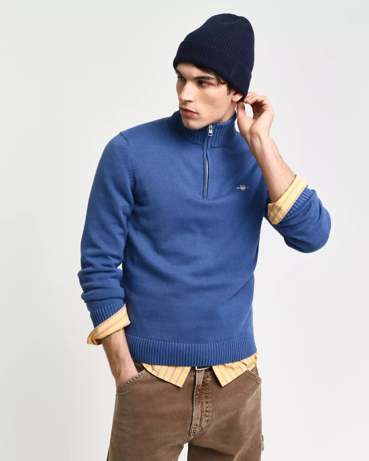 Gant Casual Cotton Half-Zip Sweater - Vintage Blue