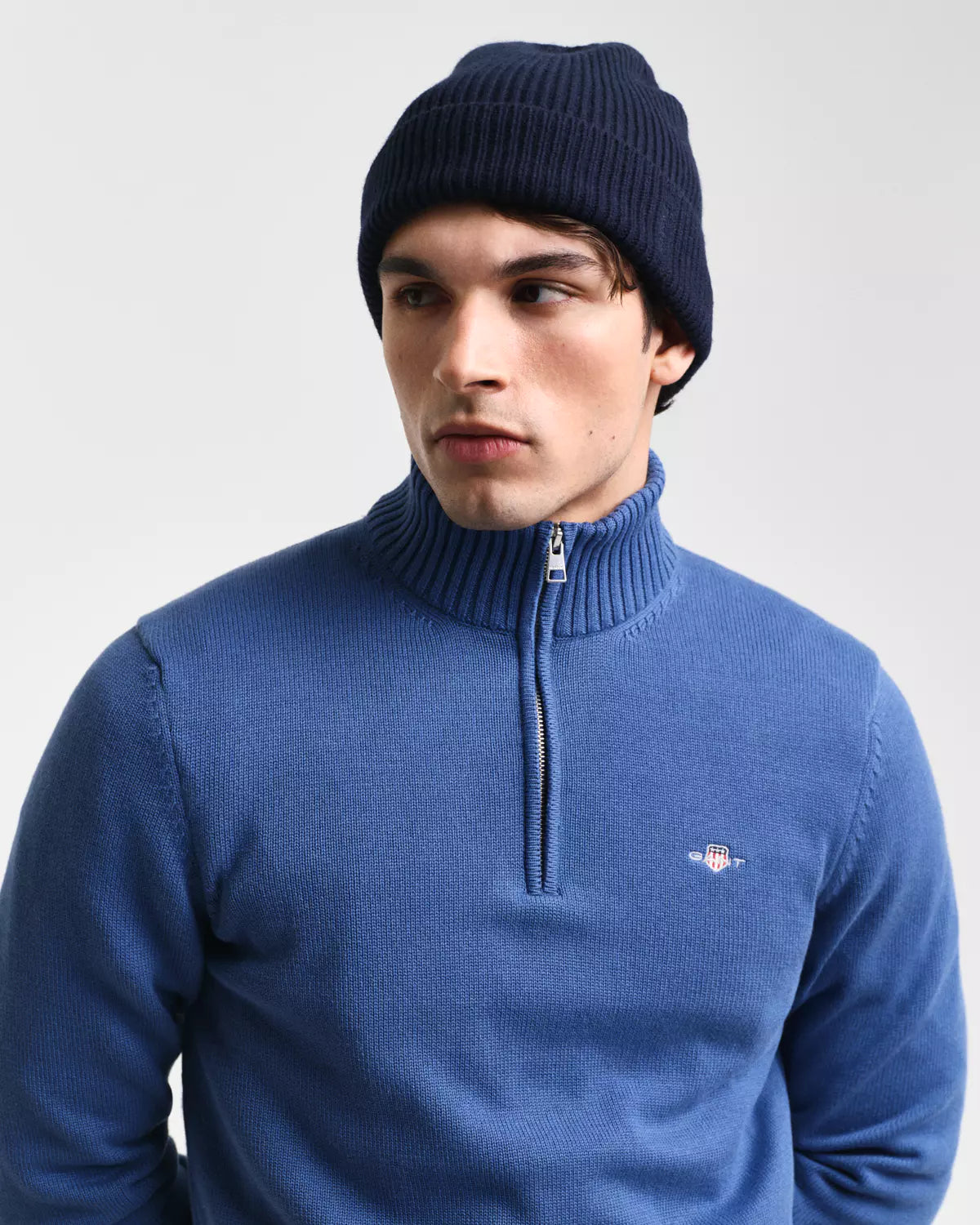 Gant Casual Cotton Half-Zip Sweater - Vintage Blue