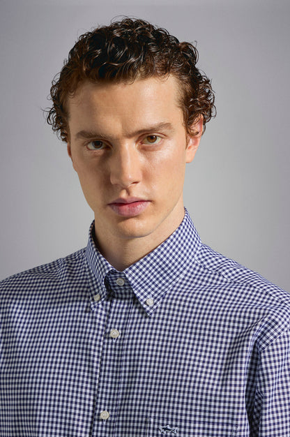 Paul & Shark Oxford Cotton Shirt - Square White Blue