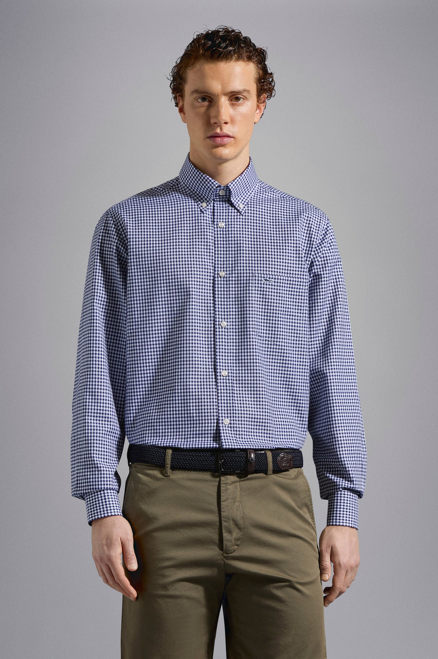 Paul & Shark Oxford Cotton Shirt - Square White Blue