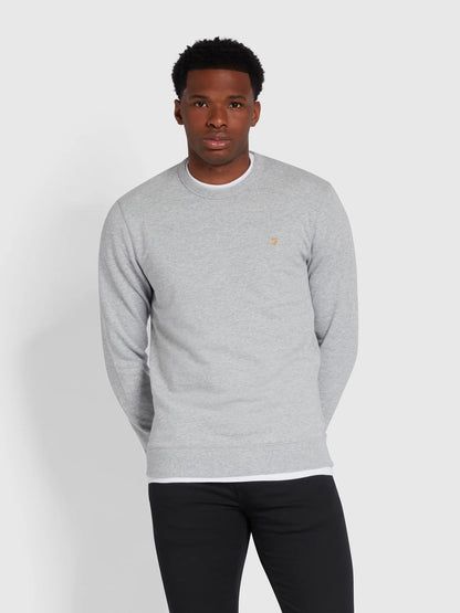 Farah Tim Organic Cotton Crew Neck Sweatshirt - Light Grey Marl