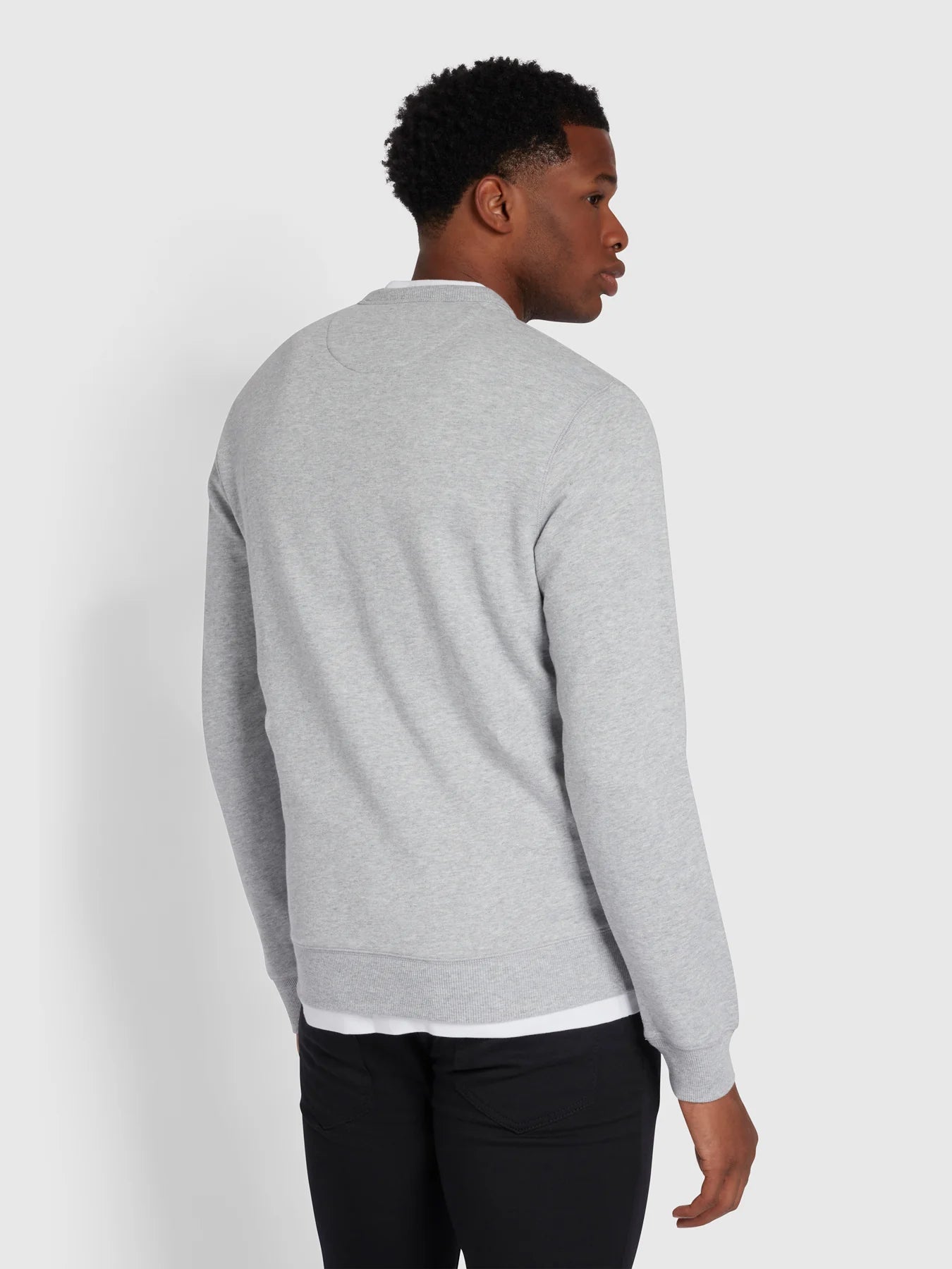 Farah Tim Organic Cotton Crew Neck Sweatshirt - Light Grey Marl