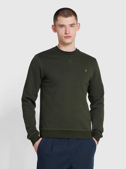 Farah Tim Organic Cotton Crew Neck Sweatshirt - Evergreen