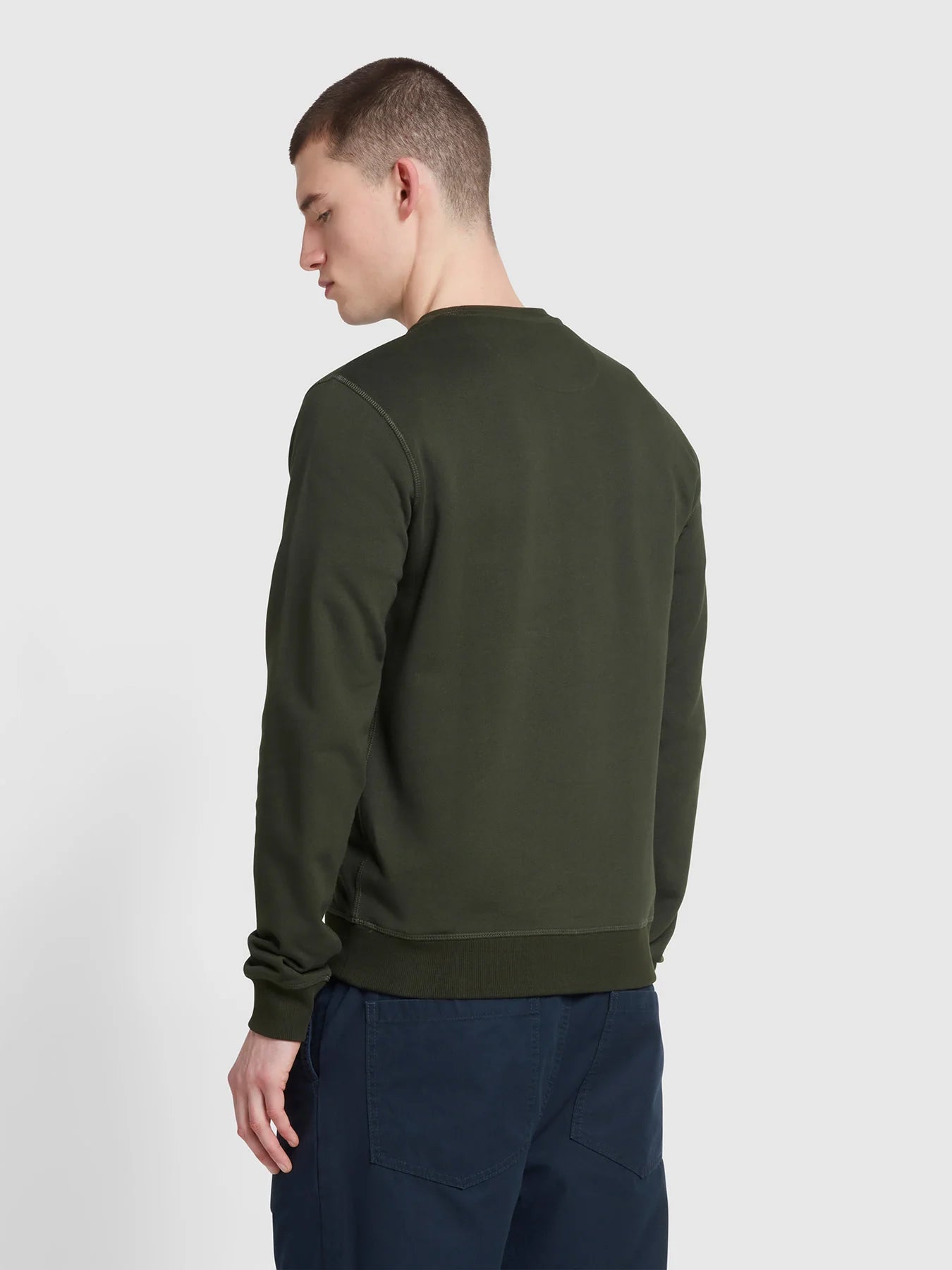 Farah Tim Organic Cotton Crew Neck Sweatshirt - Evergreen