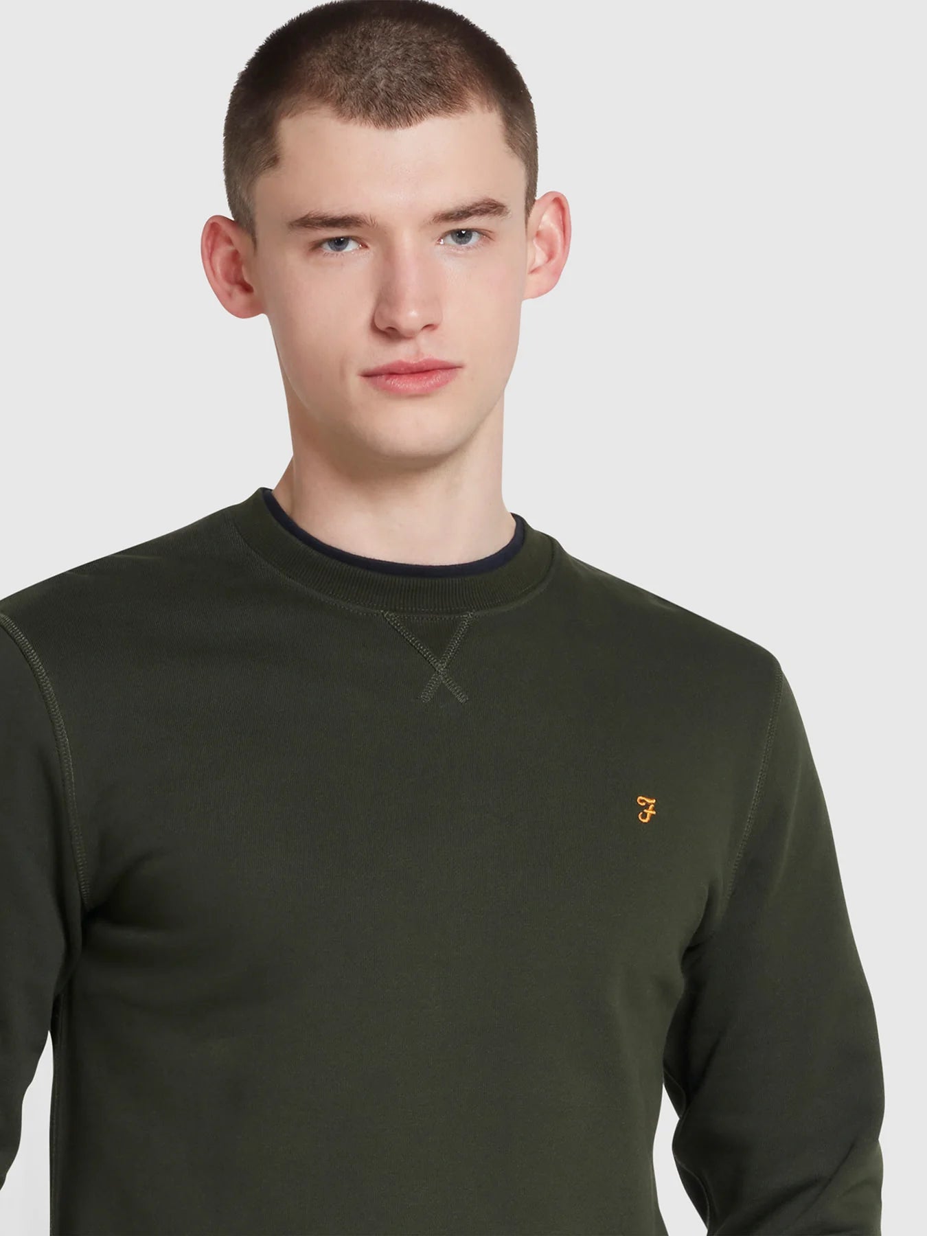 Farah Tim Organic Cotton Crew Neck Sweatshirt - Evergreen