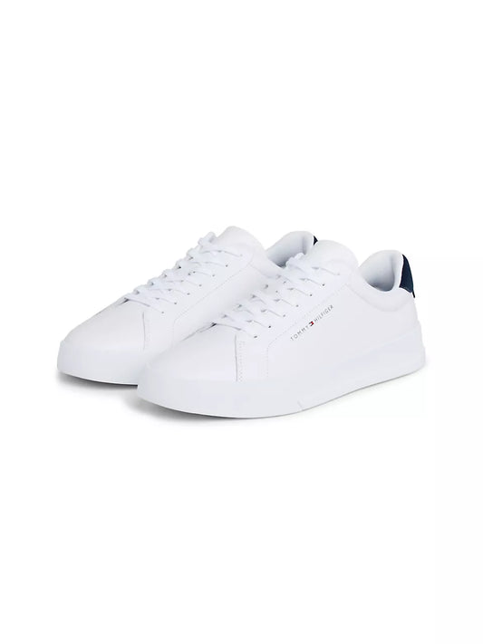 Tommy Hilfiger Leather Chunky Court Trainers  - White/desert Sky