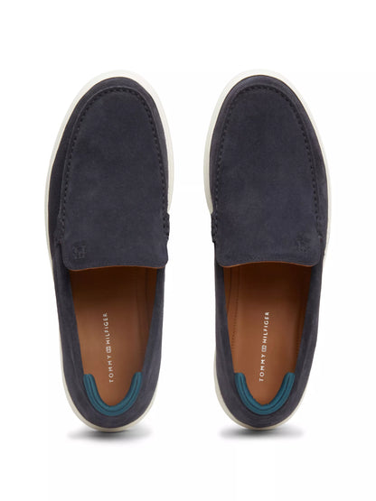 Tommy Hilfiger Suede Debossed Logo Loafer Trainers - Desert Sky