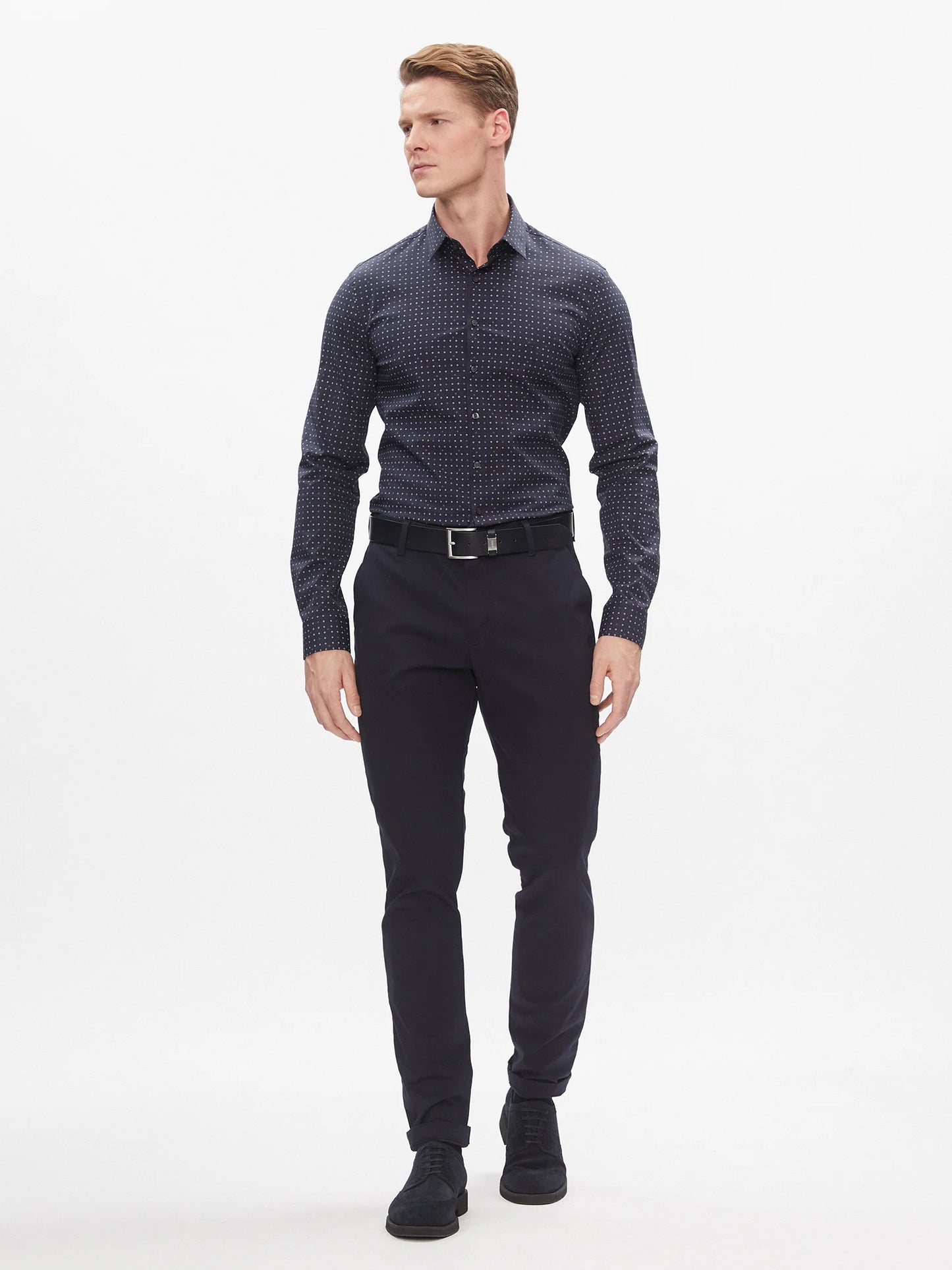 Calvin Klein Poplin print slim shirt - Midnight Sky