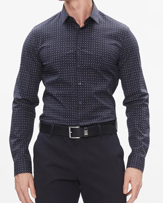 Calvin Klein Poplin print slim shirt - Midnight Sky