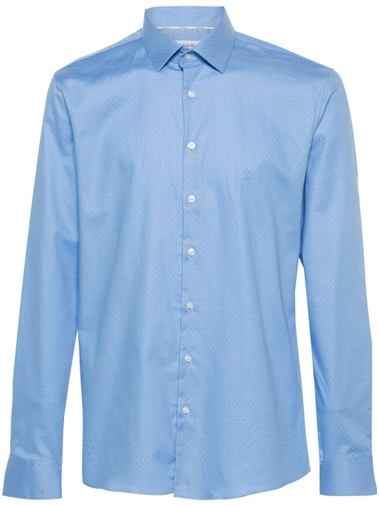 Calvin Klein dot-print cotton shirt - Light Blue