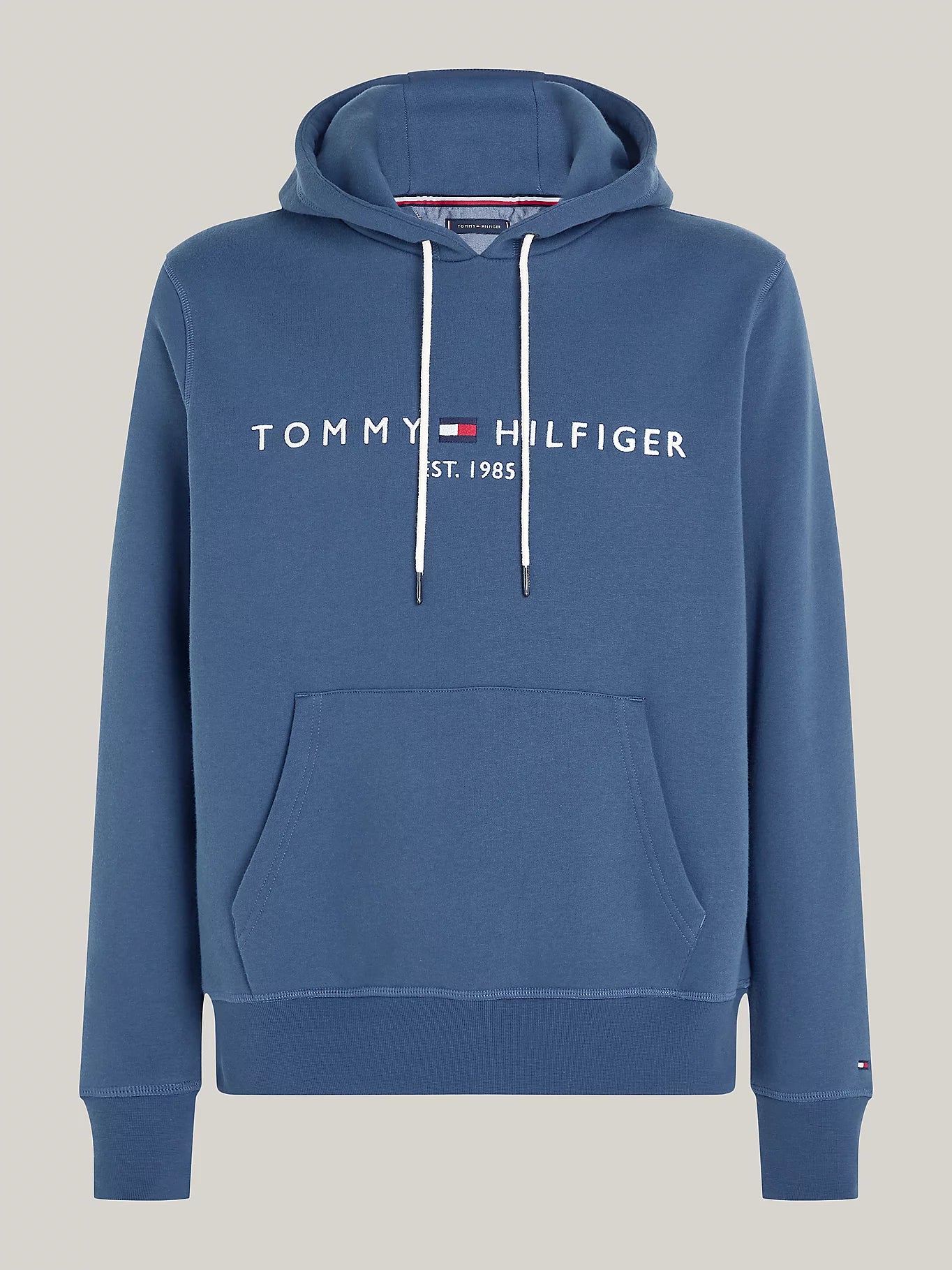 Tommy Hilfiger Drawstring Logo Embroidery Hoody - Sea Blue