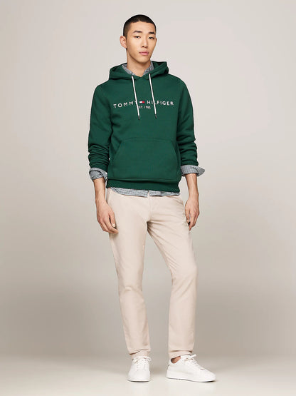 Tommy Hilfiger Drawstring Logo Embroidery Hoody - Ornamental Green