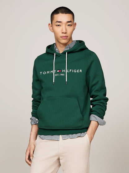 Tommy Hilfiger Drawstring Logo Embroidery Hoody - Ornamental Green