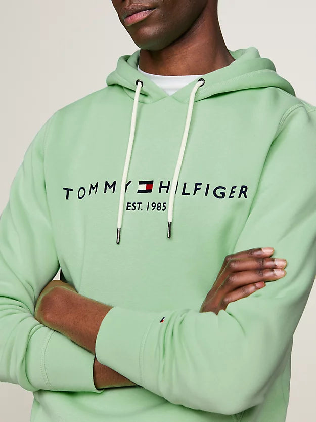 Tommy Hilfiger Logo Embroidery Regular Fit Hoody - Light Green